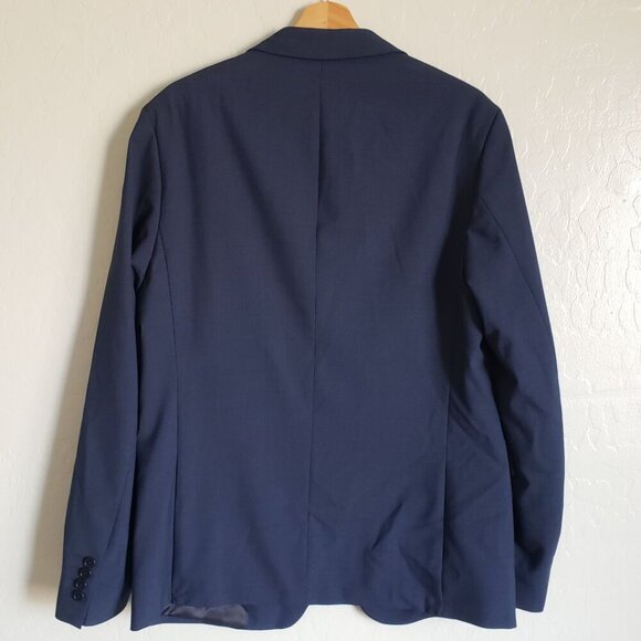 Zara Houndstooth Blazer Suit Jacket Coat Navy Blue Sz Men's 40 Regular Fit Lined - Picture 9 of 13
